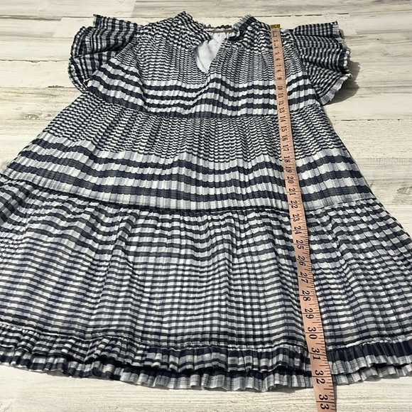 Marie Oliver Silk Blend Tiered Bay Navy and White Dress Size XXS - Picture 9 of 11